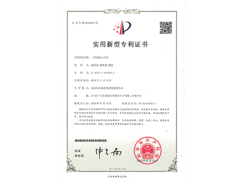 一種襯氟止回閥